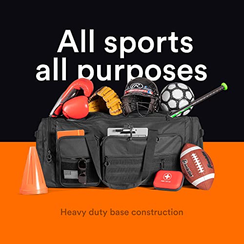 Fitdom 130L 36" Heavy Duty Extra Large Sports Gym Equipment Travel Duffle Bag W/Adjustable Shoulder Strap & 7 Compartments. Perfect for Soccer Baseball Basketball Hockey Football, Team Coaches & More - Image 4