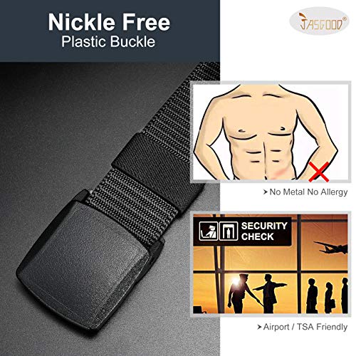 JASGOOD Nylon Military Tactical Men Belt 2 Pack Webbing Canvas Outdoor Web Belt with Plastic Buckle gift for Men - Image 6