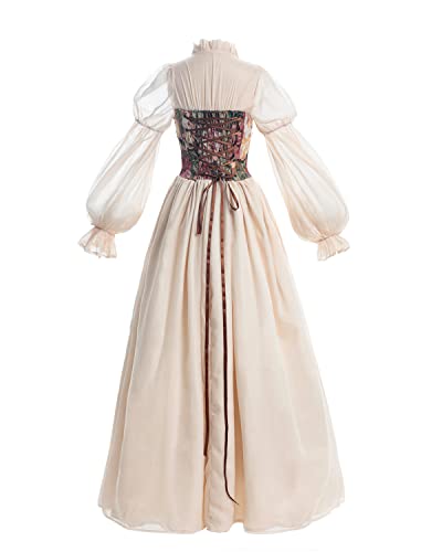 LTAKK Renaissance Dress Women Medieval Costume Victorian Dresses Pirate Skirt Fairy Witch Dress - Image 3