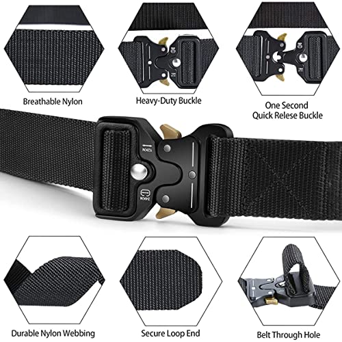 MOZETO Tactical Belts for Men Military Style Work Hiking Riggers Web Gun Belt with Heavy Duty Quick Release Metal Buckle - Image 3