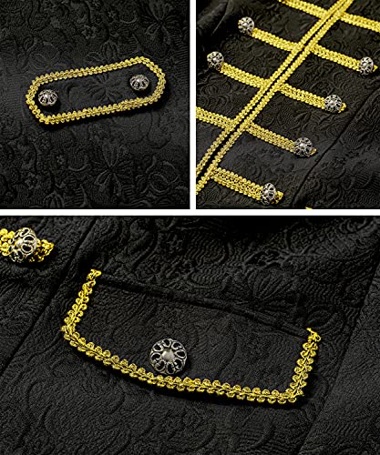 Mens Steampunk Vintage Tailcoat Goth Jacket Formal Retro Renaissance Victorian Frock Coat Uniform Medieval Halloween Costume - Image 6