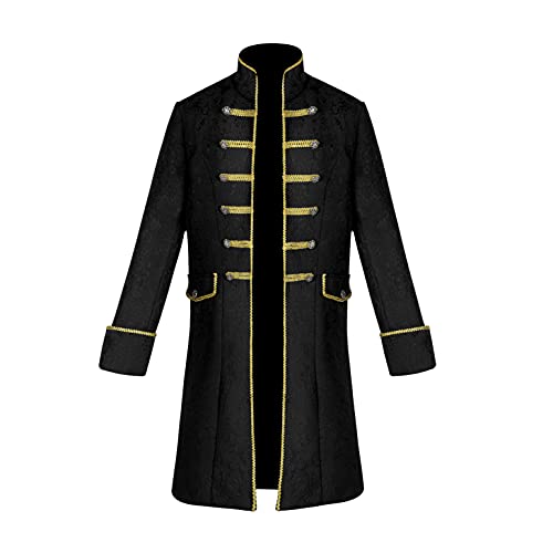 Mens Steampunk Vintage Tailcoat Goth Jacket Formal Retro Renaissance Victorian Frock Coat Uniform Medieval Halloween Costume