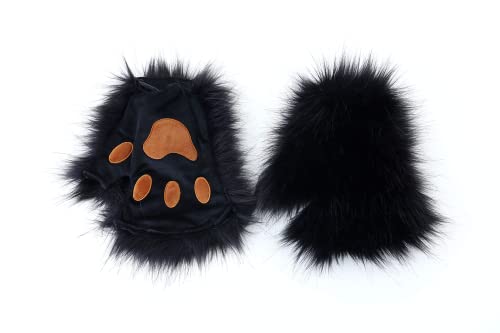 QinRuan Wolf Paw Costume for Adult 1 Pairs Plush Gloves Cosplay Bear Paw - Image 4
