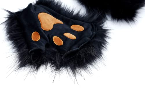 QinRuan Wolf Paw Costume for Adult 1 Pairs Plush Gloves Cosplay Bear Paw - Image 5