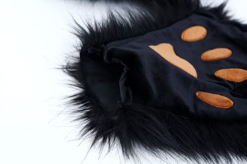 QinRuan Wolf Paw Costume for Adult 1 Pairs Plush Gloves Cosplay Bear Paw - Image 6