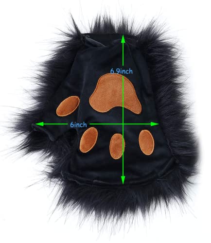 QinRuan Wolf Paw Costume for Adult 1 Pairs Plush Gloves Cosplay Bear Paw - Image 7