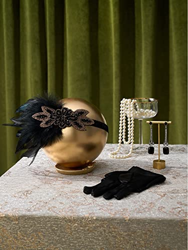 SWEETV 1920s Great Gatsby Accessories Set for Women, Flapper Headband Headpiece Roaring 20s Costume Accessories Set - Image 6