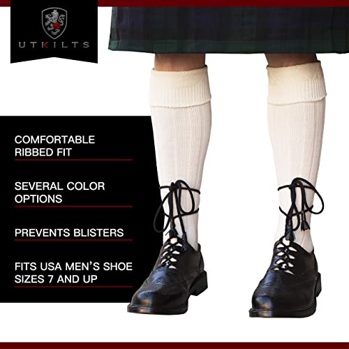 UT Kilts Hose, Traditional Scottish Socks for Kilts, Ribbed Design, Pull Up To Cuff Over Your Hose Flashes - Image 3