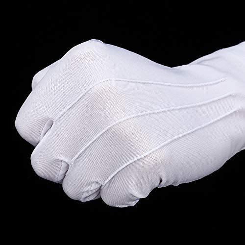 Shappy 2 Pairs White Cotton Glove Men Parade Formal Tuxedo Uniform Glove for Cosplay Party Jewelry Inspection (nylon 10 Inch) - Image 7