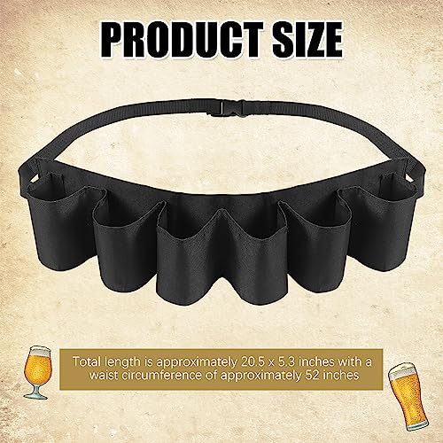 Jiuguva 2 Pcs 6 Pack Beer Belt Holder for Men 6 Cans Beer Can Holder for Drinking Adjustable Black Drinking Accessories for Halloween Christmas Men Women Outdoor Camping Hiking Picnic Party - Image 3