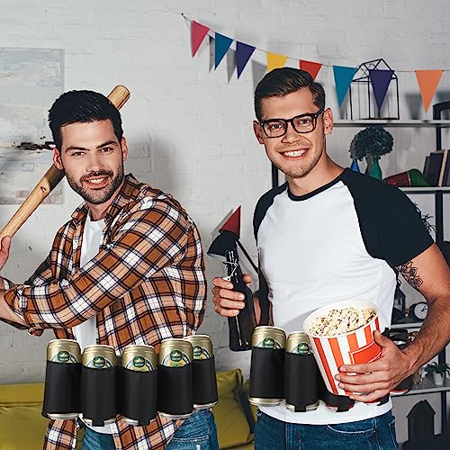 Jiuguva 2 Pcs 6 Pack Beer Belt Holder for Men 6 Cans Beer Can Holder for Drinking Adjustable Black Drinking Accessories for Halloween Christmas Men Women Outdoor Camping Hiking Picnic Party - Image 5