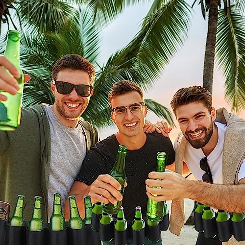 Jiuguva 2 Pcs 6 Pack Beer Belt Holder for Men 6 Cans Beer Can Holder for Drinking Adjustable Black Drinking Accessories for Halloween Christmas Men Women Outdoor Camping Hiking Picnic Party - Image 7