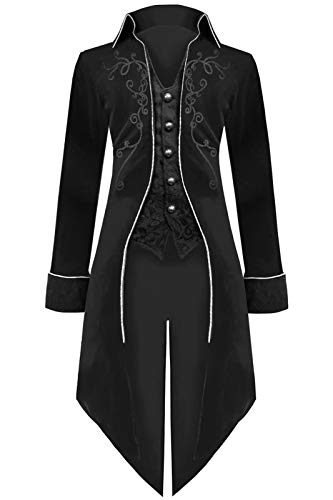 Mens Medieval Steampunk Tailcoat Halloween Costumes, Velvet Victorian Tuxedo Jacket Gothic Vintage Frock Coat