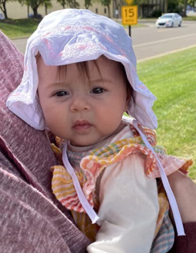 N'Ice Caps Baby Girls Bonnet White Lace Newborn Infant Toddler Sun Hat Special Occasion - Image 4