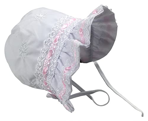 N'Ice Caps Baby Girls Bonnet White Lace Newborn Infant Toddler Sun Hat Special Occasion - Image 7