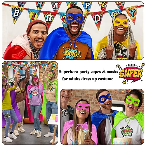 D.Q.Z Super hero Capes and Masks for Adults Superhero Dress Up Halloween Costume Team Spirit Day Party Favors - Image 3