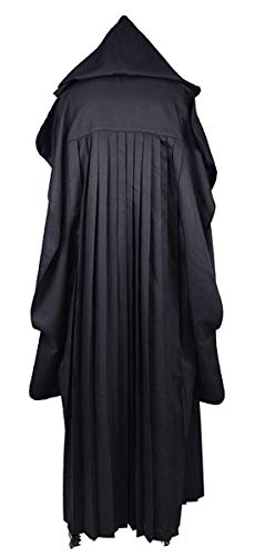 Rongxu Mens Black Tunic Hooded Robe Pants with Belt Full Set Adult Tunic Costume Classic Halloween Cosplay Outfit US Size - Image 3