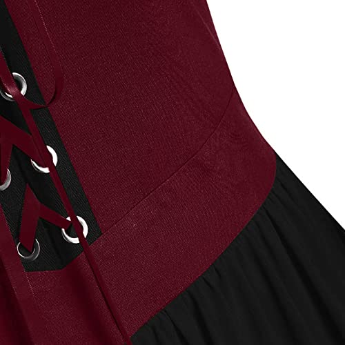 Halloween Costumes Mesh Gothic Ruffle Sleeves Plus Size Costume Plus Size Renaissance Dress Red Riding Hood Costume for Women Renaissance Faire Ren Faire Costume Vampire Costume Women(1-Red,5X-Large) - Image 3