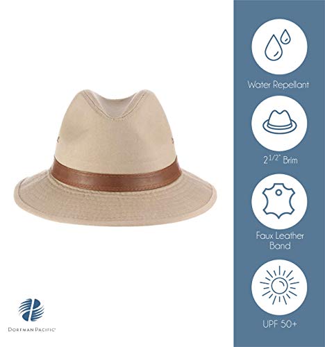 Dorfman Pacific Men's One-Piece Canvas Faux Leather-Trim Safari Hat - Image 3