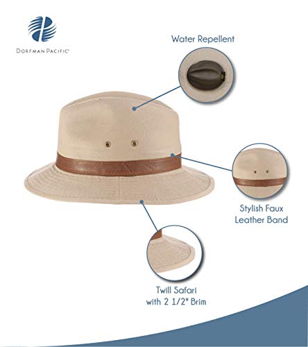 Dorfman Pacific Men's One-Piece Canvas Faux Leather-Trim Safari Hat - Image 4
