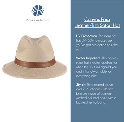 Dorfman Pacific Men's One-Piece Canvas Faux Leather-Trim Safari Hat - Image 6