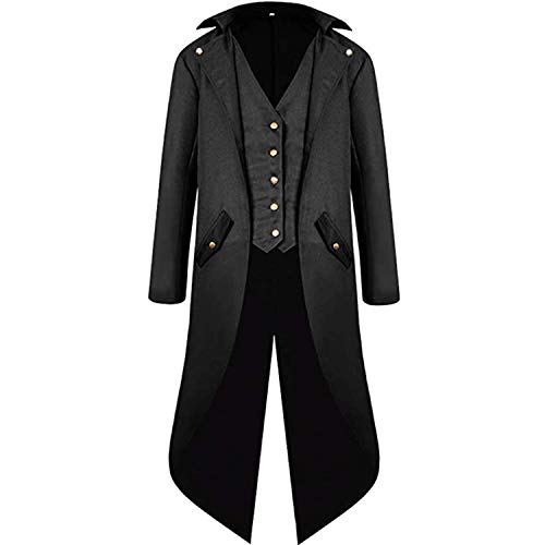 BITSEACOCO Mens Gothic Medieval Tailcoat Jacket, Steampunk Vintage Victorian Frock High Collar Coat - Image 4