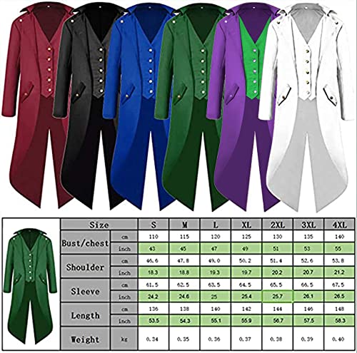 BITSEACOCO Mens Gothic Medieval Tailcoat Jacket, Steampunk Vintage Victorian Frock High Collar Coat - Image 8