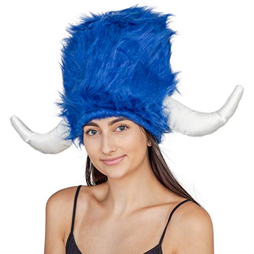 Costume Agent Viking Furry Blue Hat Helmet Adult Halloween Costume Accessory - Image 3