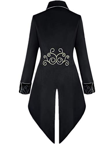 Crubelon Men's Steampunk Vintage Tailcoat Jacket Gothic Victorian Frock Coat Uniform Halloween Costume - Image 3