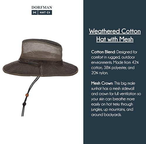 Dorfman Pacific Co. Men's Weathered Cotton Big Brim with Mesh - Image 6