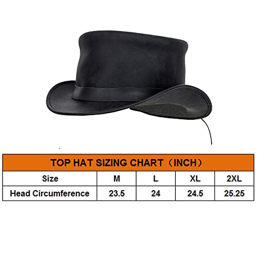 Dream Apparel Black Leather Top Hat Men Women Steampunk Halloween Costume Plague Doctor Deadman Tophat Victorian Short Topper - Image 7