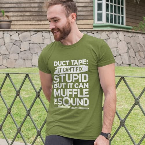 Duct Tape Can't Fix Stupid, but can Muffle The Sound T-Shirt, Funny Men Sarcastic Graphic Novelty T Shirt - Image 4