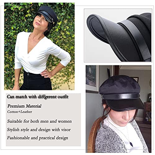 Elandy Black Men's & Women's Chauffeur & Driver Hat - Classic Vintage Newsboy Cap & Peaked Beret - Image 3
