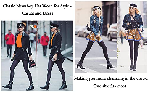 Elandy Black Men's & Women's Chauffeur & Driver Hat - Classic Vintage Newsboy Cap & Peaked Beret - Image 5