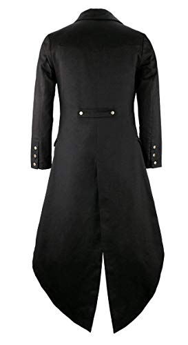 GOLDSTITCH Mens Black Vintage Tailcoat Jacket Fancy Cool Cosplay Costume Robe - Image 3