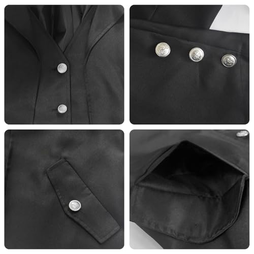 GOLDSTITCH Mens Black Vintage Tailcoat Jacket Fancy Cool Cosplay Costume Robe - Image 5