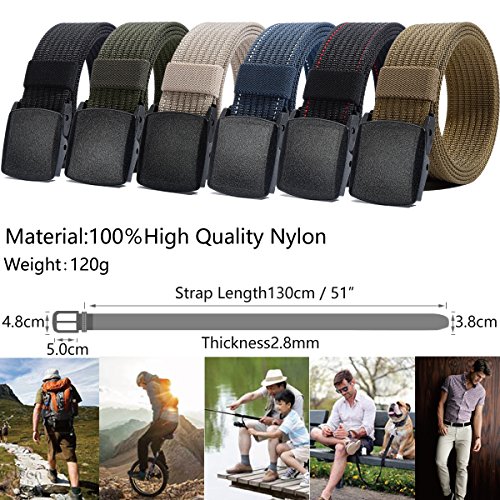 LionVII Men's Nylon Work Belts - Breathable Webbing Canvas Belt with Plastic Buckle, Adjustable Trim to Fit 28-49" Waist - Image 3