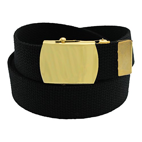 Thomas Bates Canvas Military Cargo Belt with Brass Buckle - Durable Cotton Webbing - Casual, Outdoors, Golf – Trim-to-Fit - Image 3
