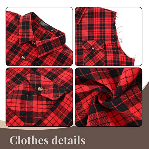 SATINIOR Blonde Mullet Wig for Men 70S 80S Rock Disco Star Style Costume Sleeveless Plaid Shirt Metal Frame Blonde Sunglasses Vintage Style Hat - Image 5