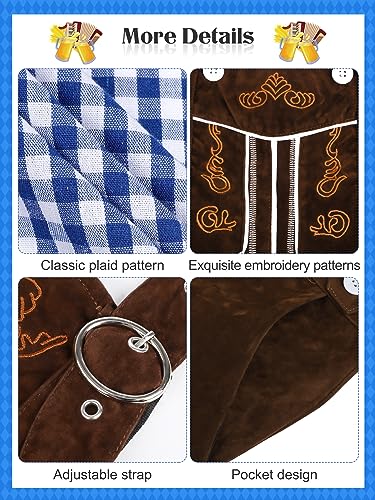 SOMSOC Men’s German Bavarian Oktoberfest Costume Set Includes Mens Lederhosen with Suspenders & Shirt & Socks and Hat - Image 5