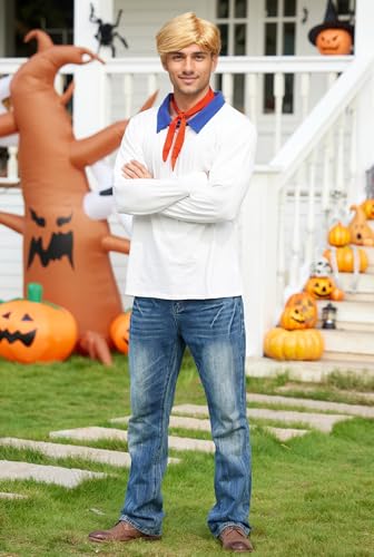 Arvilhill Men's Halloween Classic Costumes Cosplay Cartoon Detective Long Sleeve Shirt with Scarf (S-3XL) - Image 3