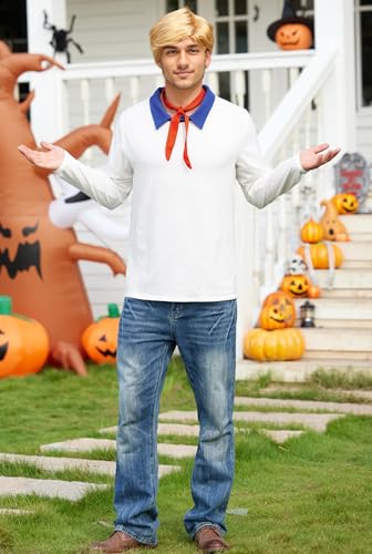 Arvilhill Men's Halloween Classic Costumes Cosplay Cartoon Detective Long Sleeve Shirt with Scarf (S-3XL) - Image 4