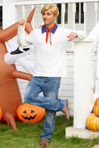 Arvilhill Men's Halloween Classic Costumes Cosplay Cartoon Detective Long Sleeve Shirt with Scarf (S-3XL) - Image 5