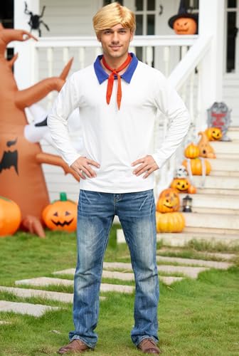 Arvilhill Men's Halloween Classic Costumes Cosplay Cartoon Detective Long Sleeve Shirt with Scarf (S-3XL) - Image 6