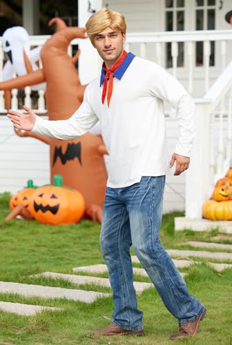 Arvilhill Men's Halloween Classic Costumes Cosplay Cartoon Detective Long Sleeve Shirt with Scarf (S-3XL) - Image 8