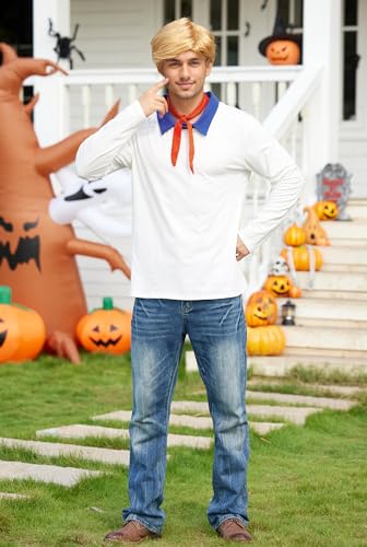 Arvilhill Men's Halloween Classic Costumes Cosplay Cartoon Detective Long Sleeve Shirt with Scarf (S-3XL) - Image 9