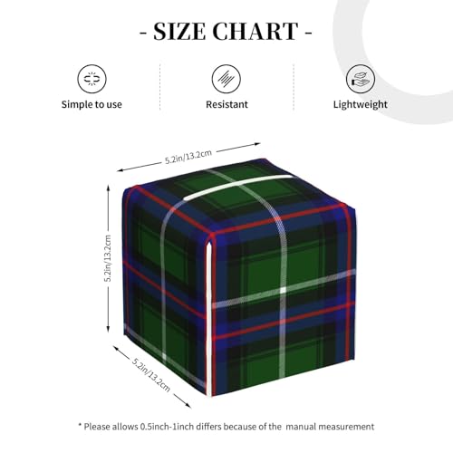 SolaraPulse Modern Square Leather Tissue Box Cover, Scottish Clan MacEdward Tartan Plaid Decorative Organizer for Bathroom, Office Desk, Nightstand, and Dining Table - Image 5