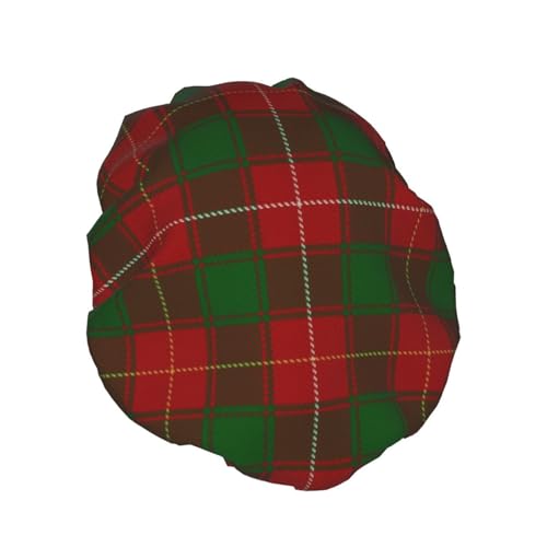 SolaraPulse Shower Cap for Women, Scottish Clan MacDuffee Tartan Double Layer Reusable Bathing Cap with Elastic Band for Hair Care and Protection - Image 3