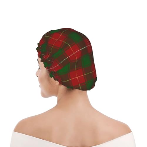 SolaraPulse Shower Cap for Women, Scottish Clan MacDuffee Tartan Double Layer Reusable Bathing Cap with Elastic Band for Hair Care and Protection - Image 9