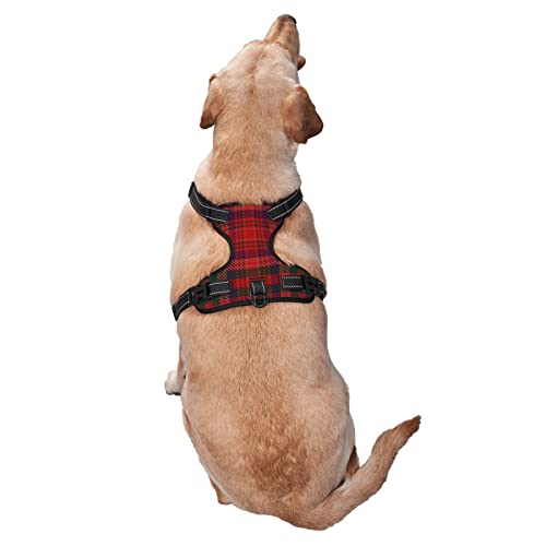 Dog Harness No Pull, Macpherson Clan Black and White Dress Tartan Adjustable Reflective Breathable Oxford Soft Vest for Small Medium Large Dogs Training Walking Pet Harness - Image 3